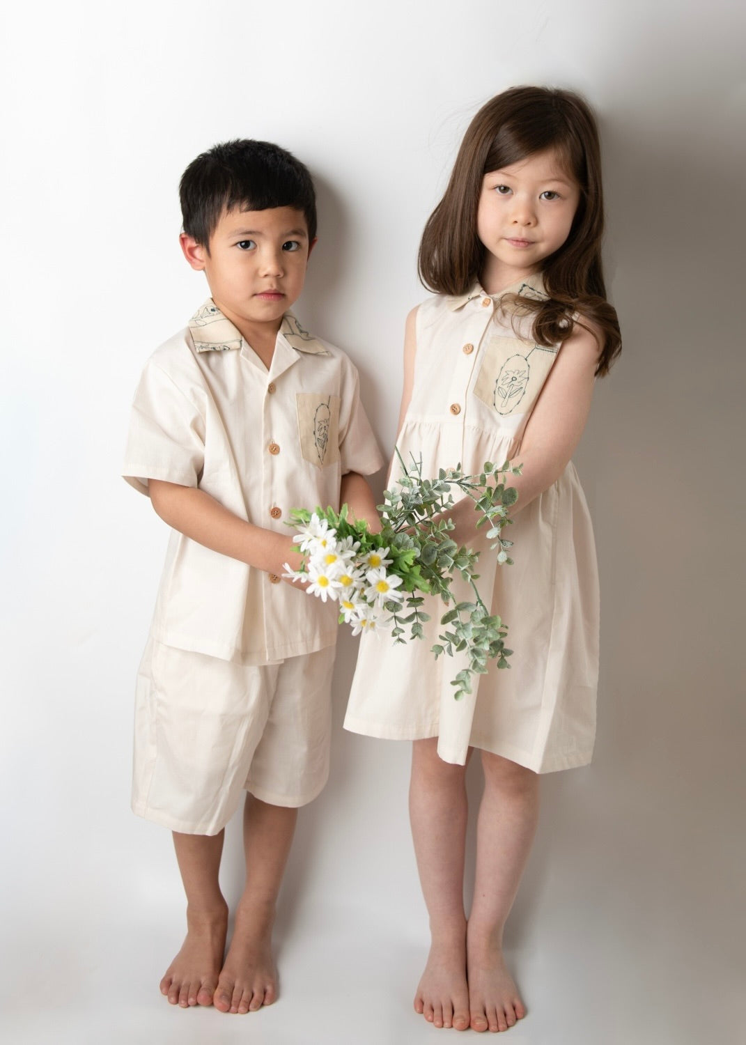 【UTENA】Embroidered Shirt & Shorts Set (Beige) <予約販売|4月中旬お届け>