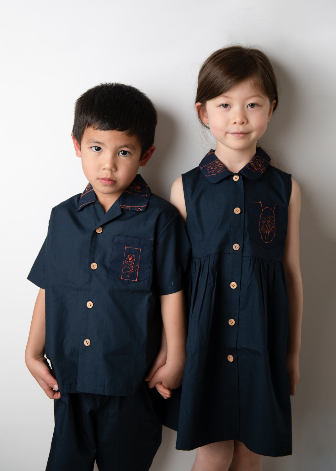 【UTENA】Embroidered Shirt & Shorts Set (Navy)