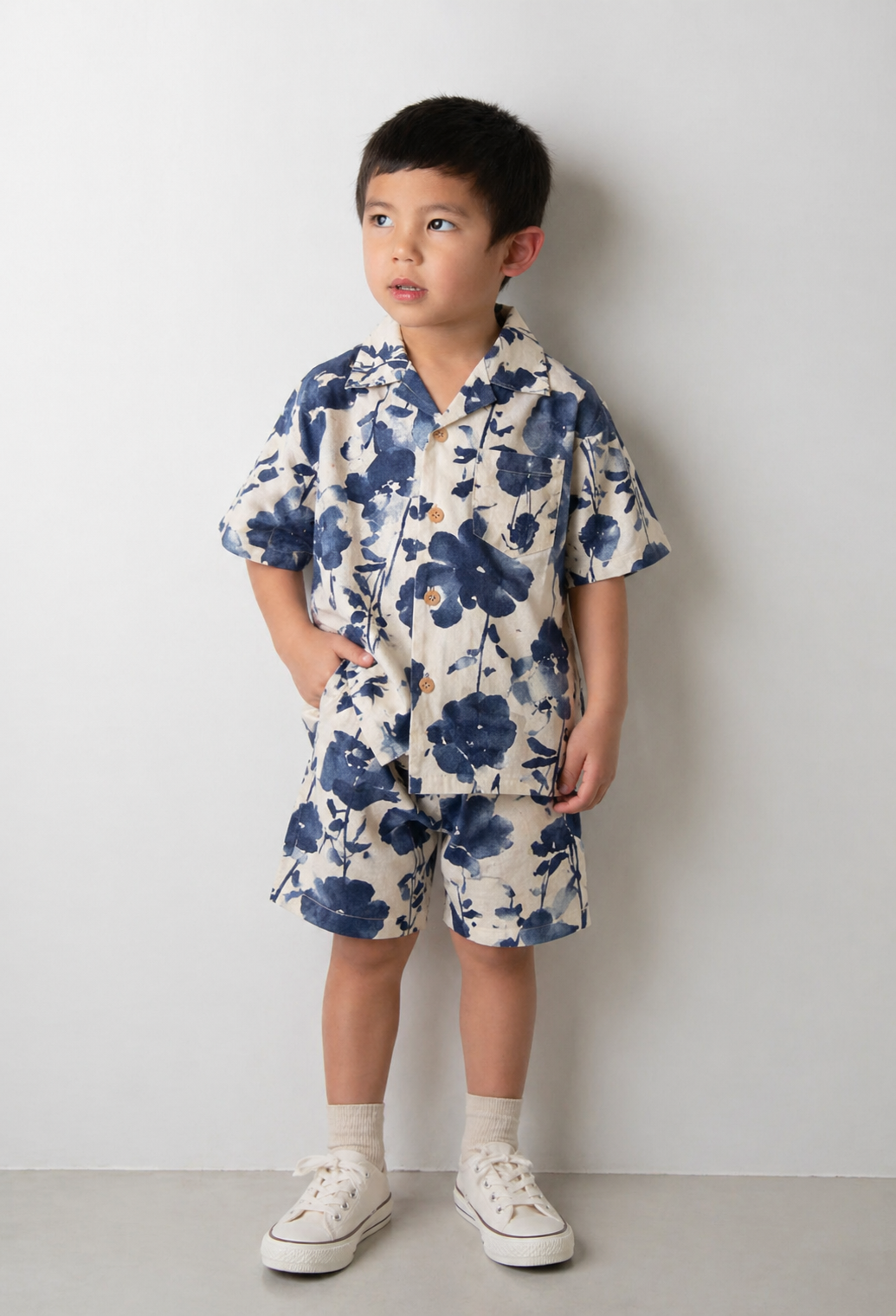 【UTENA】Embroidered Shirt & Shorts Set (Flower)
