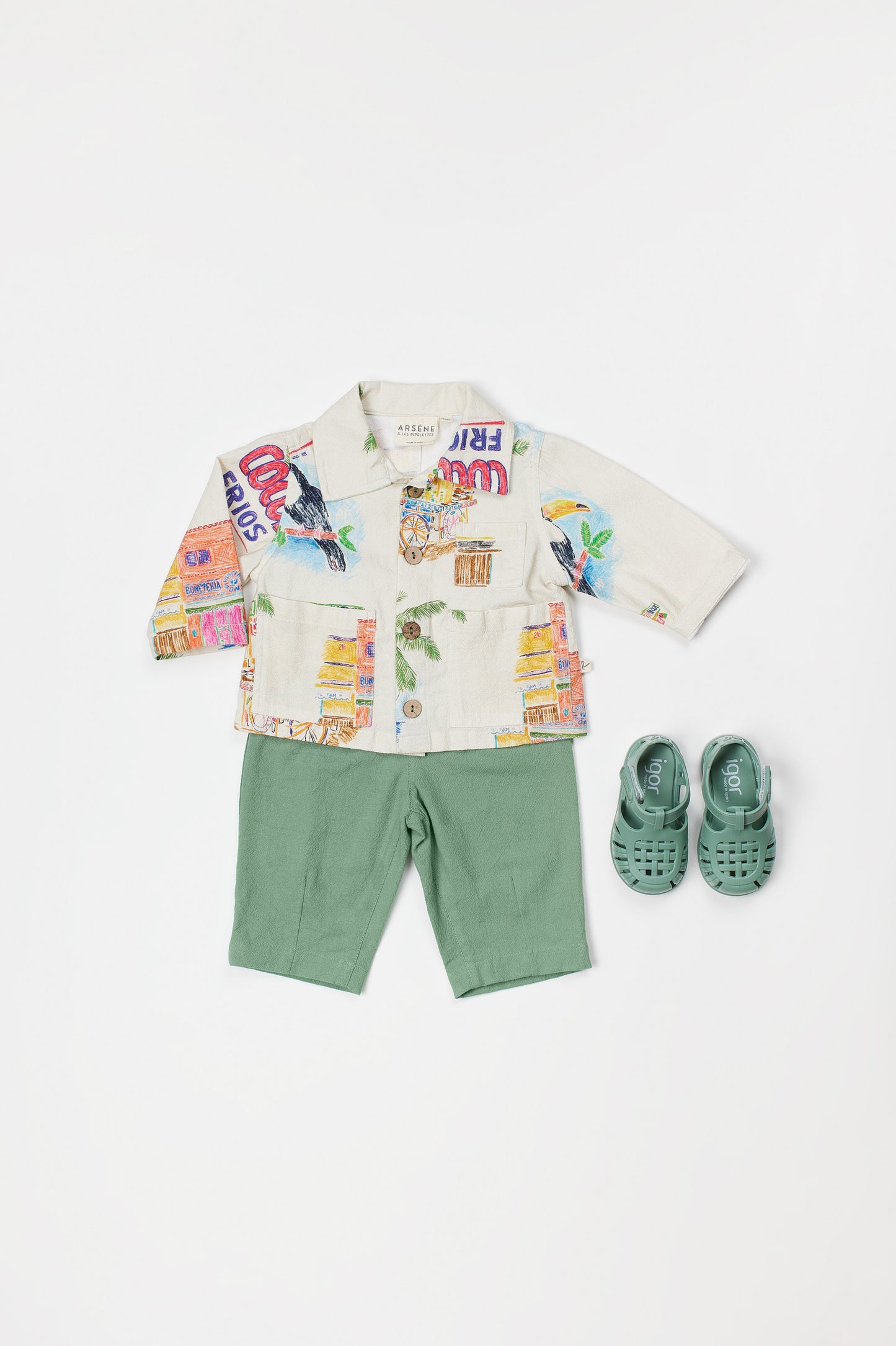 【ARSÈNE ET LES PIPELETTES】“Cocos Frios” Open Collar Shirt