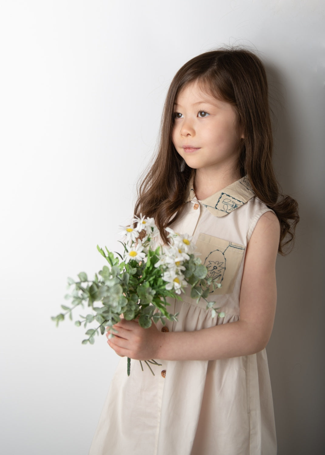 【UTENA】Embroidered One-Piece Dress (Beige) ＜予約販売｜4月中旬お届け＞