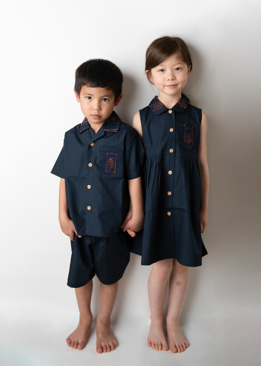 【UTENA】Embroidered Shirt & Shorts Set (Navy)