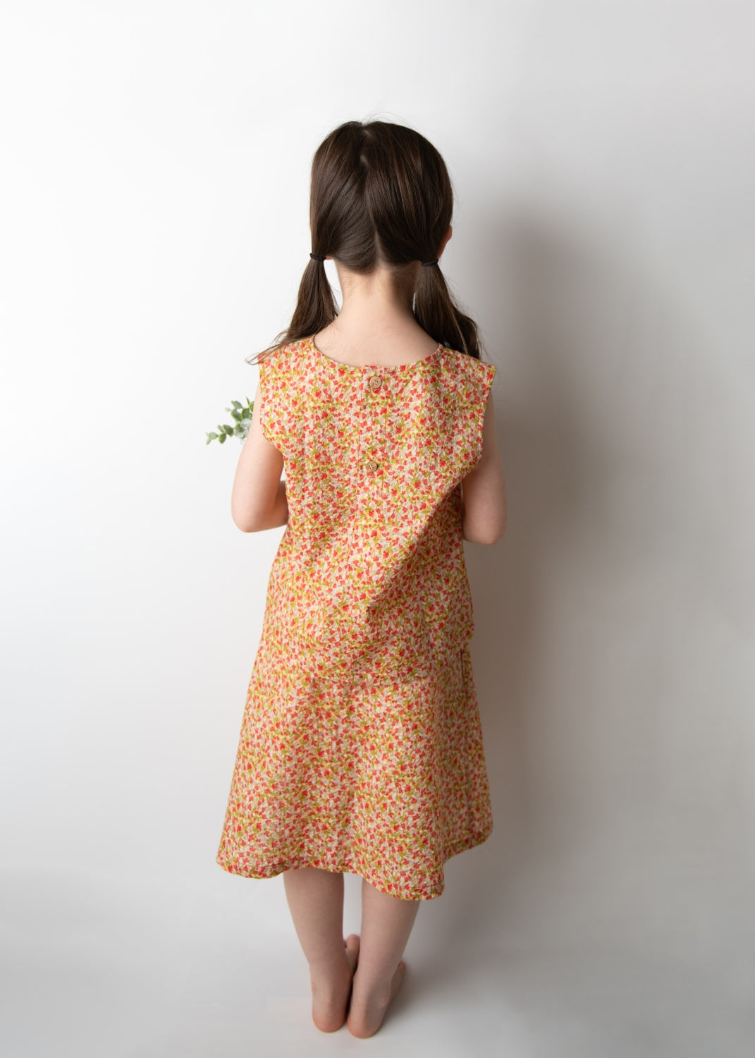 【UTENA】Flower Embroidered Top & Skirt Set (Orange)