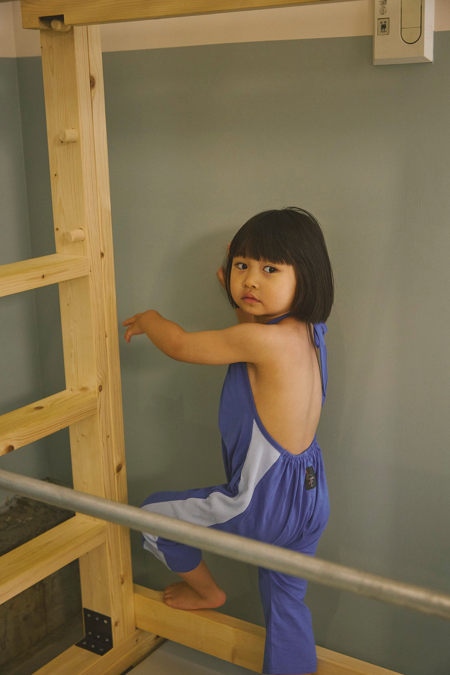 Halter-neck Overalls - Rib Bicolor / 2color