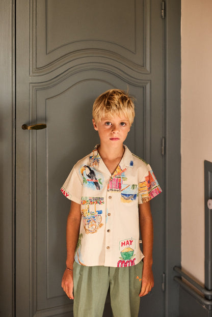 【ARSÈNE ET LES PIPELETTES】“Cocos Frios” Open Collar Shirt