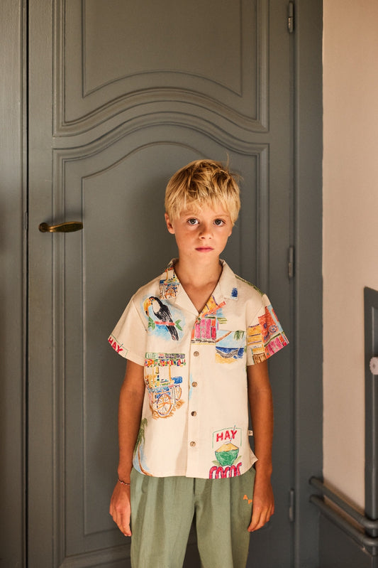 【ARSÈNE ET LES PIPELETTES】“Cocos Frios” Open Collar Shirt